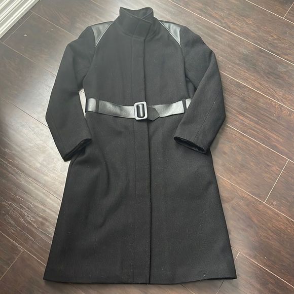 Roxy Jackets & Blazers - Roxy | Black wool long trench coat with belt